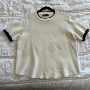 Zara knit wool beige top with black accent